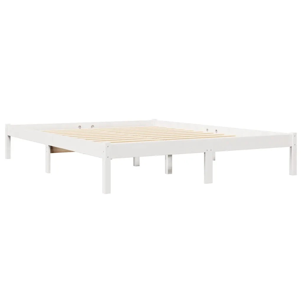 Letto Libreria senza Materasso-Struttura Letto con contenitore Bianco 135x190 cm Legno di Pino 931946