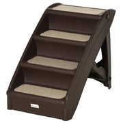 Scaletta per Cani Pieghevole con 4 Gradini Antiscivolo 62x38x49,5 cm in PP Marrone