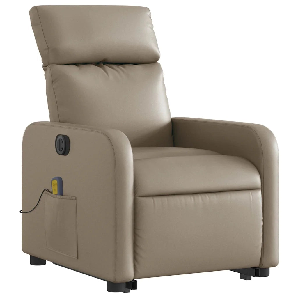 Poltrona Alzapersona Massaggio Elettrica Cappuccino Similpelle 3206776