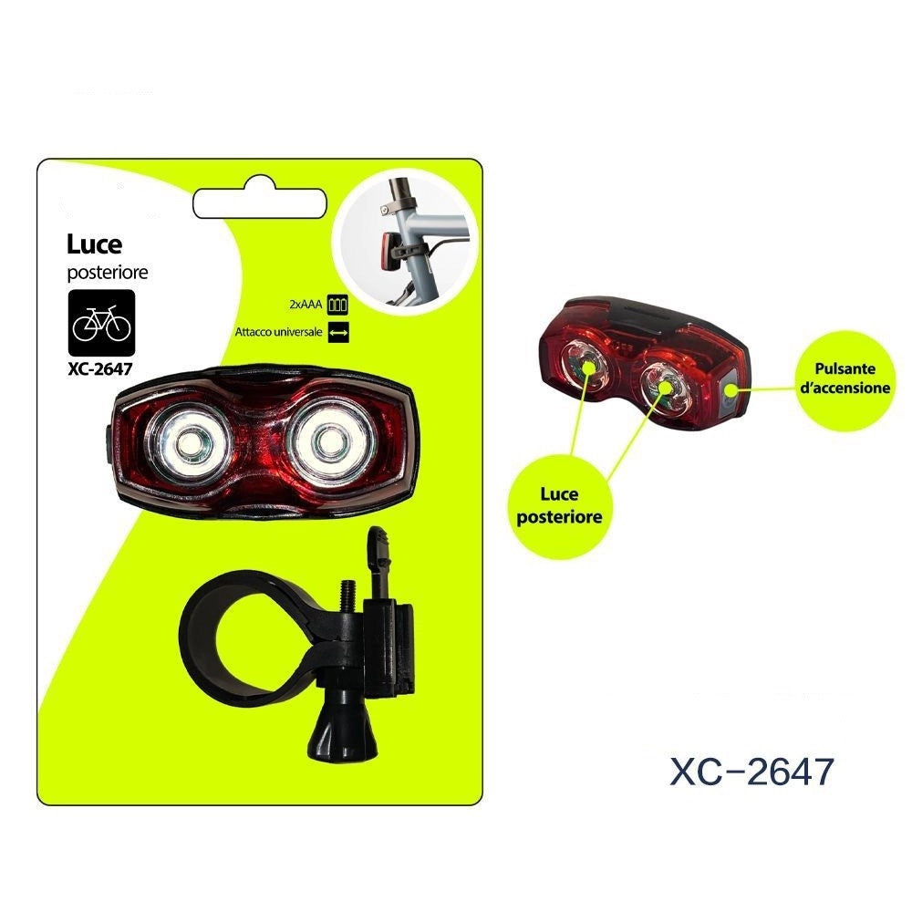 Trade Shop - Luce Posteriore Fanale Per Bici Attacco Universale Pulsante Accensione Xc-2647 -