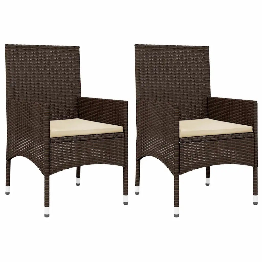 Set Mobili da Giardino 4 pz con Cuscini in Polyrattan Marrone 319495