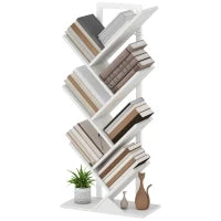 Libreria a Forma di Albero con 7 Ripiani e Sistema Anti-ribaltamento per Soggiorno Camera da Letto 50x24x109 cm Bianco