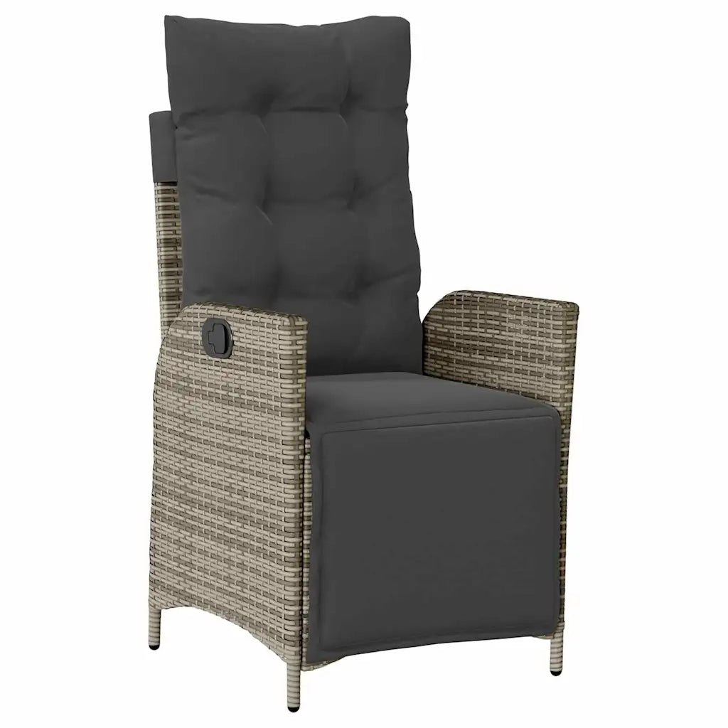 Set da Pranzo per Giardino con cuscino 3 pcs Grigio polyrattan