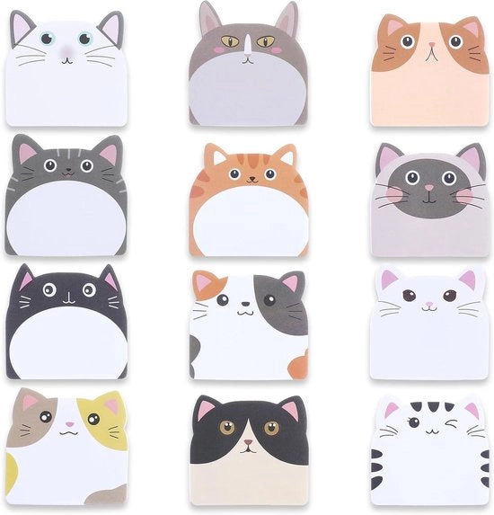 Buste di notazioni adesive con disegni di gatto cartoon - accessori scolastici per bambini - design kawaii - 270 fogli adesivi