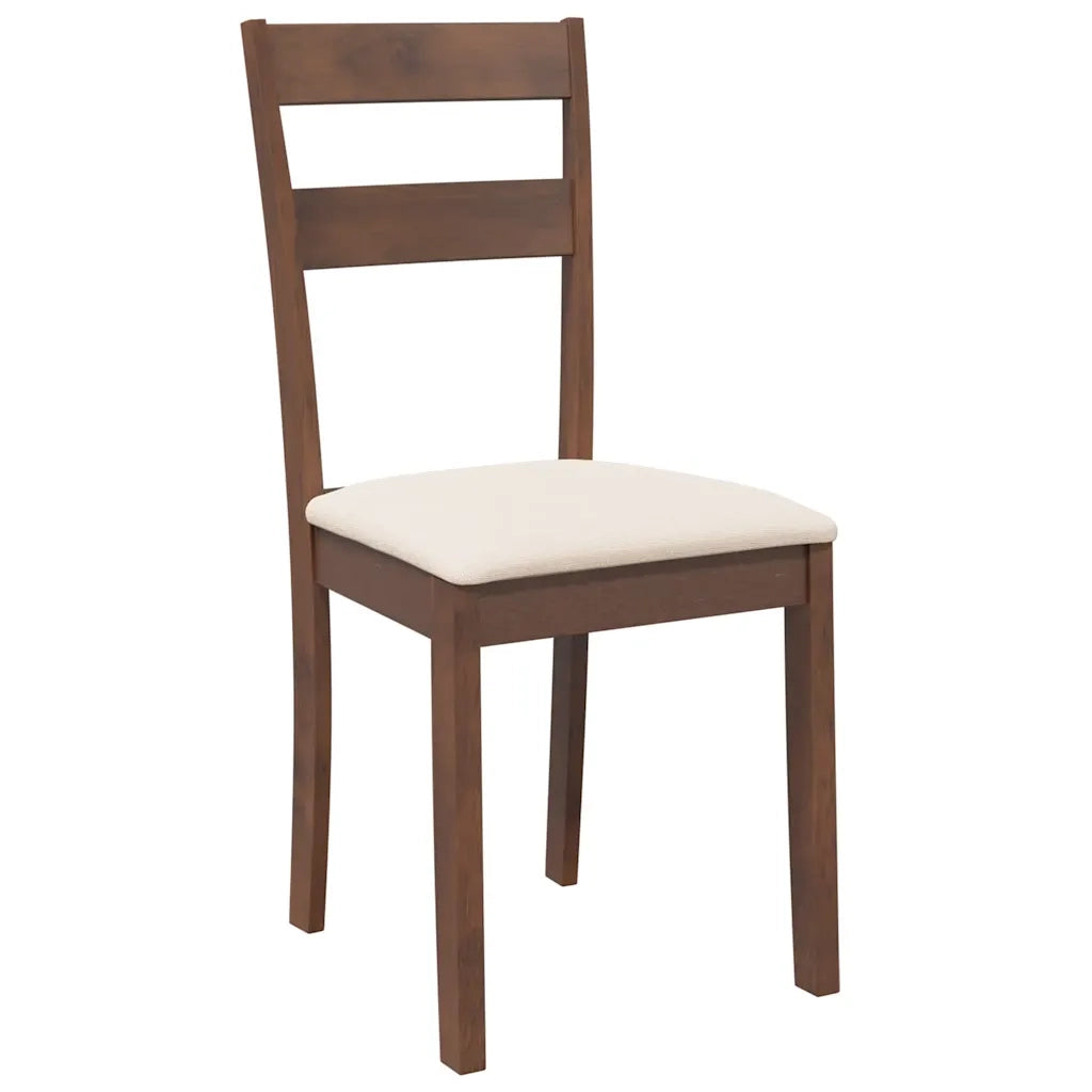 Sedie da Pranzo con Cuscini 2pz Marrone Legno Massello di Hevea 4102380