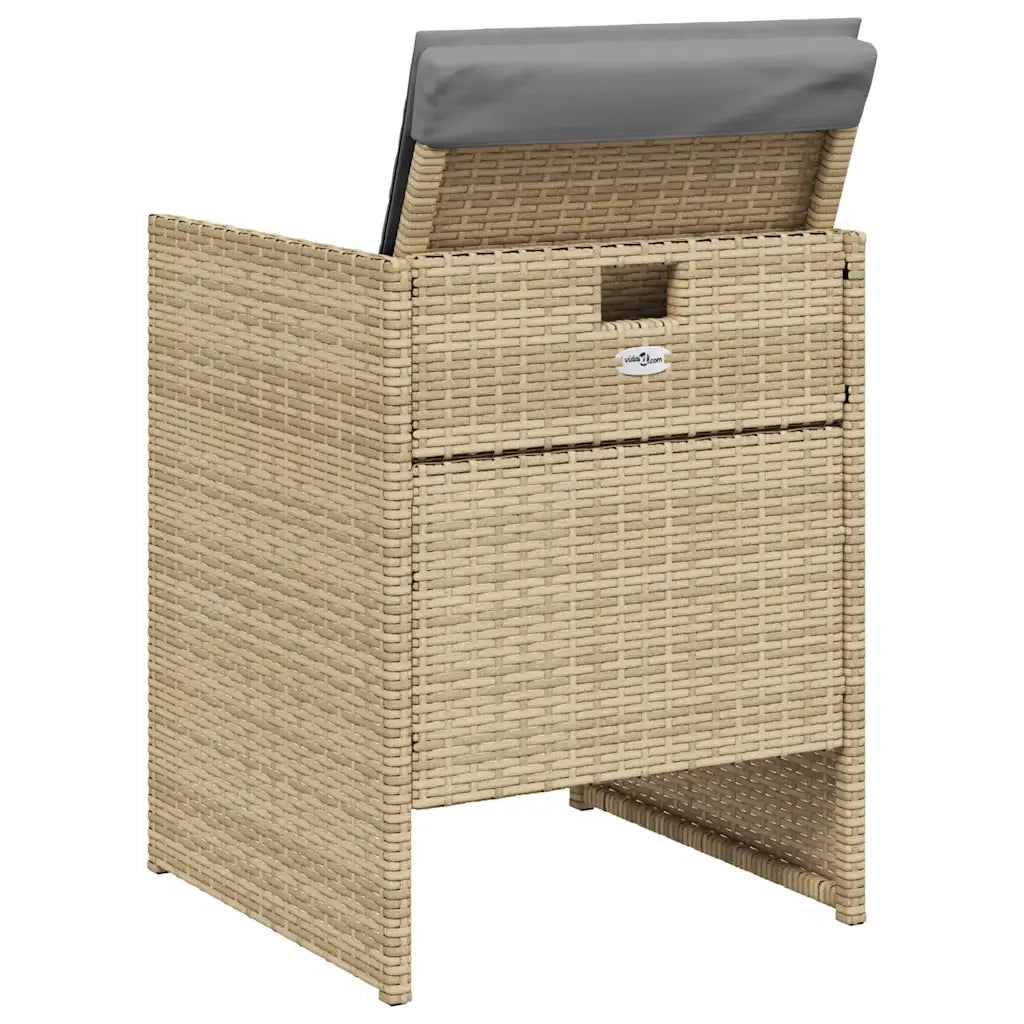 Sedie da Giardino con Cuscini 4 pz | Sedie da Esterno Beige Misto in Polyrattan