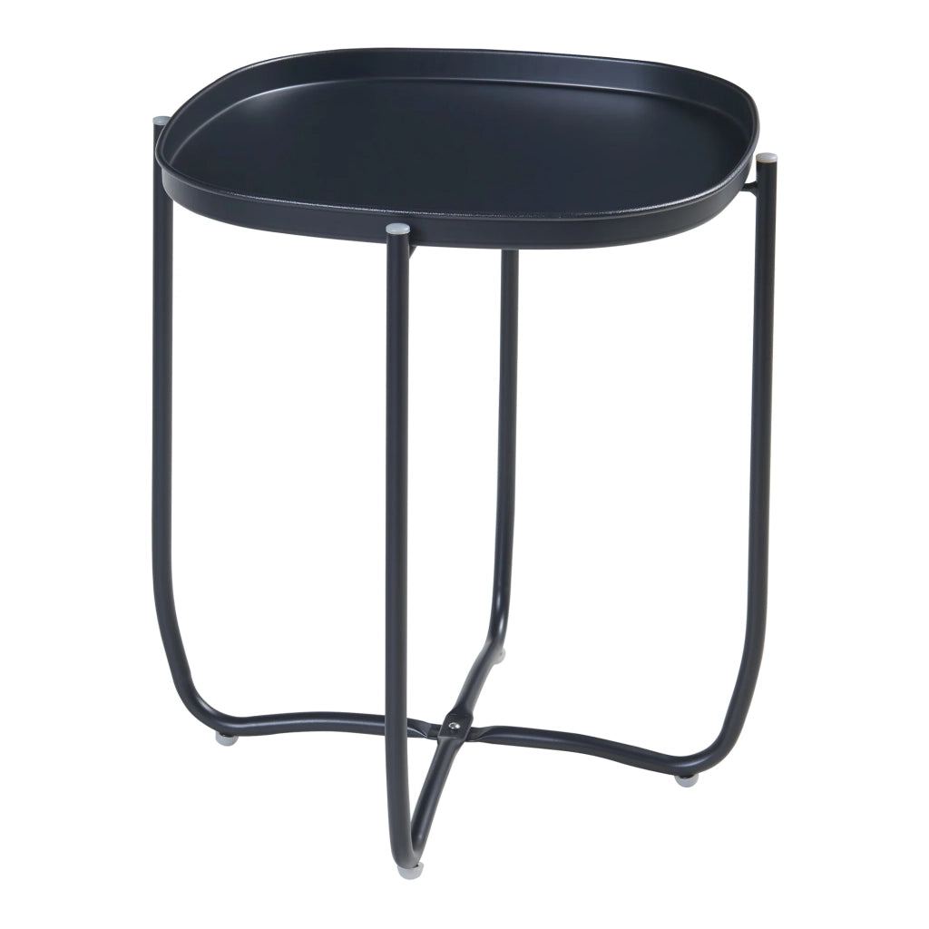 Tavolino da caffè con consolle laterale e piano rimovibile acciaio 53 x 46 x 46 cm nero 03_0010764