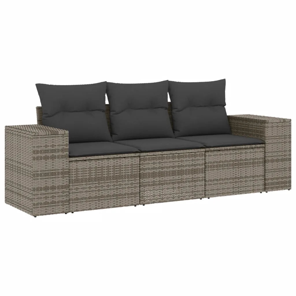 Salotto da Giardino-Set Divani da Giardino 3 pz con Cuscini Grigio in Polyrattan 387094