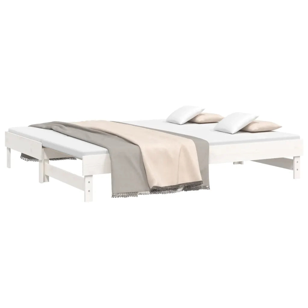 Letto da camera | Dormeuse Estraibile Bianca 2x(100x200)cm Legno Massello di Pino