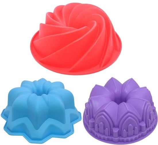 Forme per torte in silicone Grande forma a spirale - Forma a castello - Forma a fiore doppio - Set di DIY per feste di compleanno