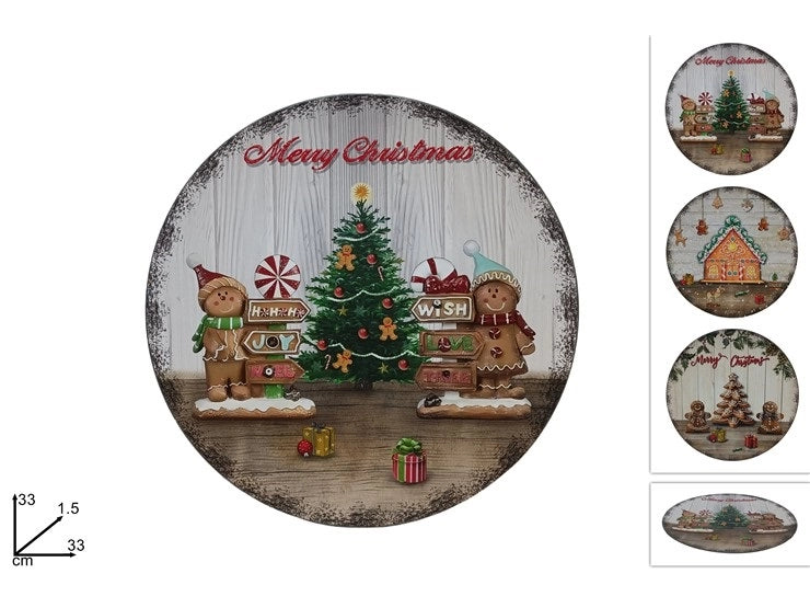 1 Pezzo Sottopiatto Natalizio Natale in Plastica Biscotto 33 cm Vari Decori