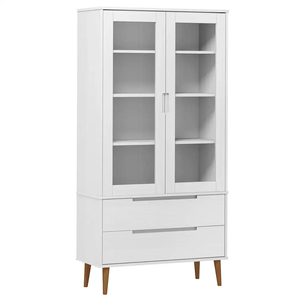 Vetrina MOLDE Bianca 90x35x175 cm in Legno Massello di Pino cod mxl 23688