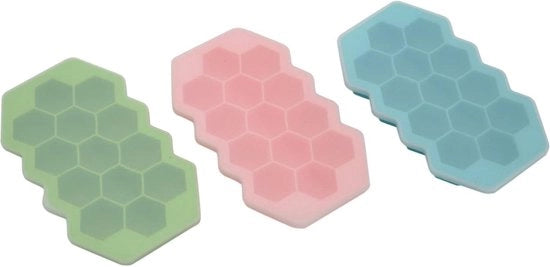 Scatole per ghiaccio con coperchi chiusi a chiusura ermetica - piastrelle di silicone riciclabili a sei lati per blocchi di ghiaccio per cocktail whisky e cibo. Piastrelle per ghiaccio.