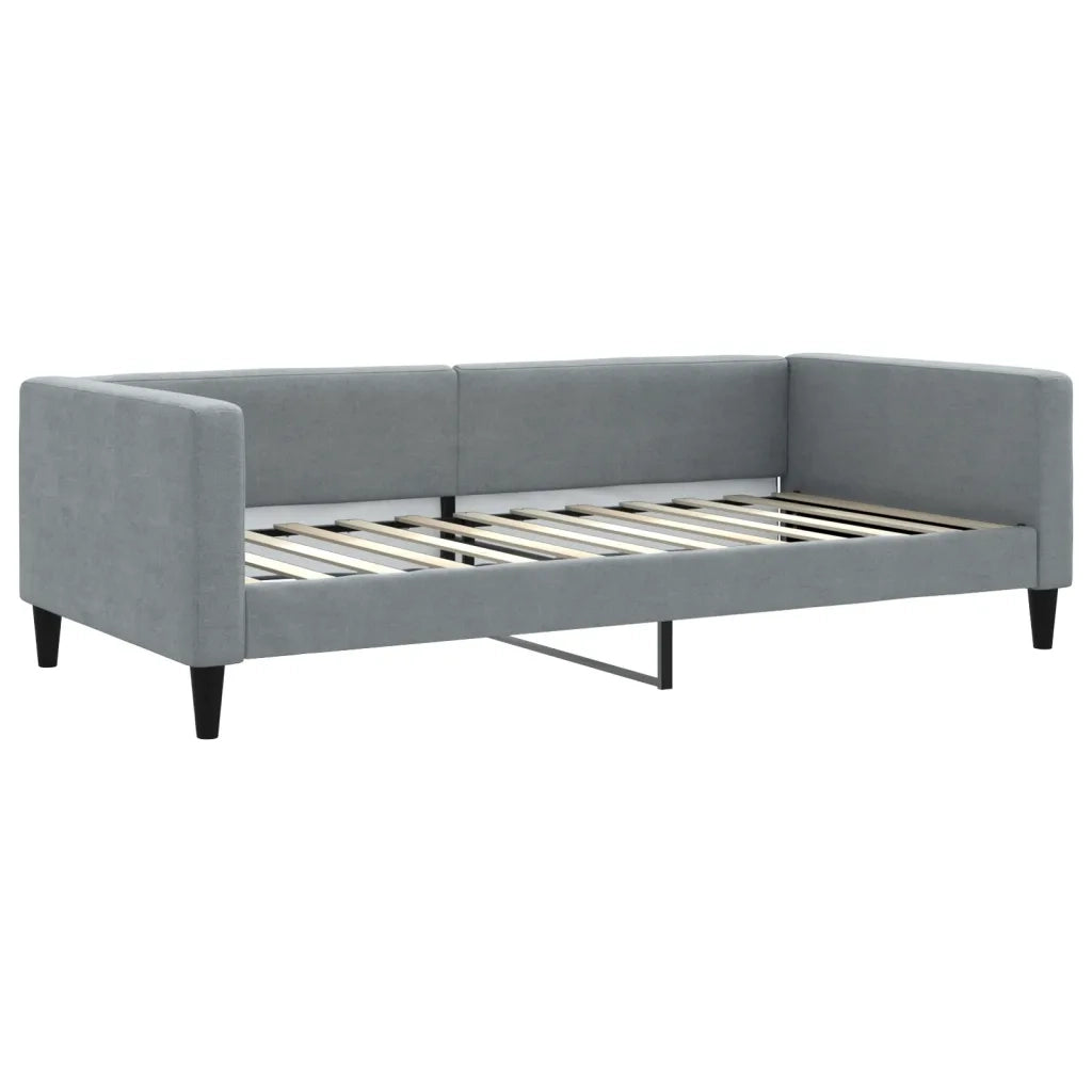 Divano Letto con Materasso Grigio Chiaro 100x200 cm in Tessuto