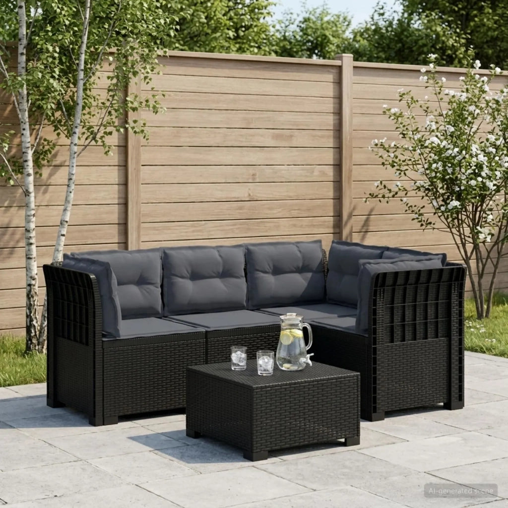 Divano da Giardino 4 Posti con Cuscini Aspetto Rattan PP 3443981
