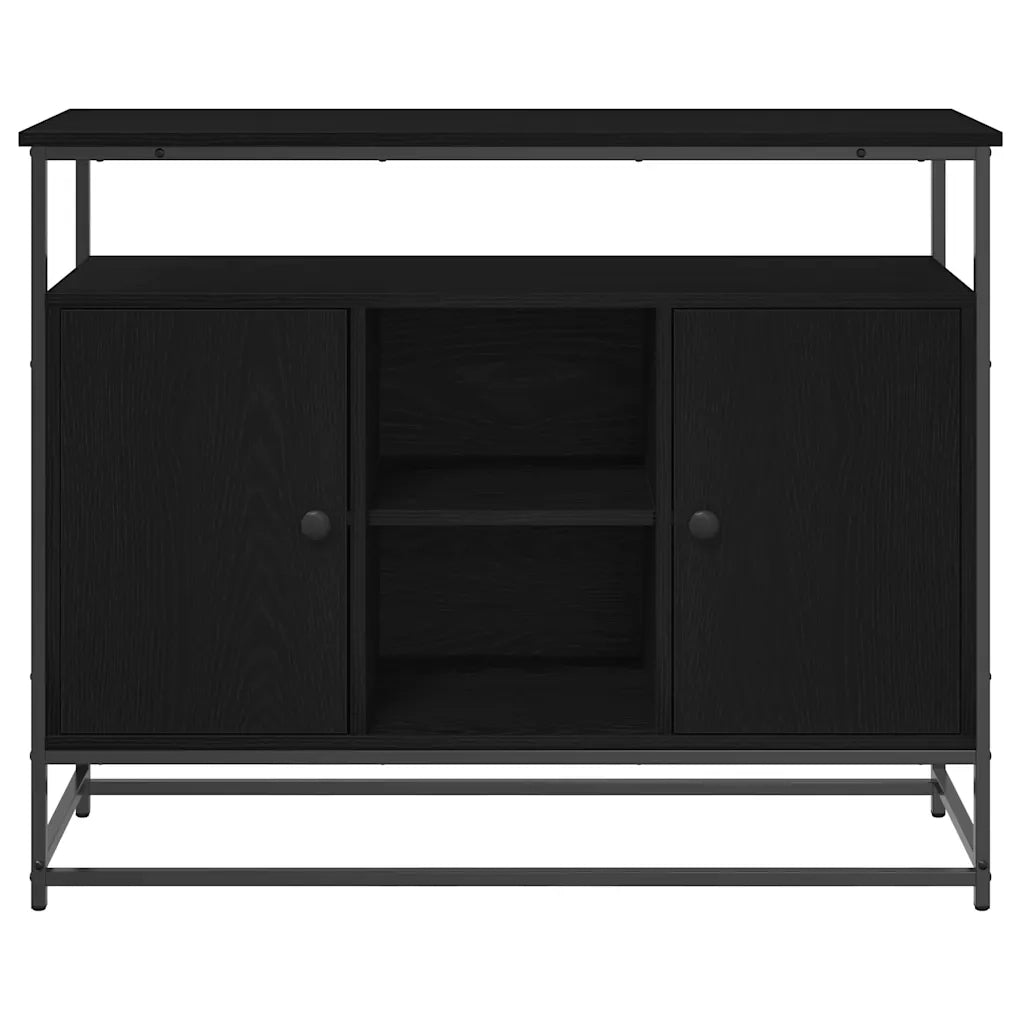 Credenza Rovere Nero 100 x 35 x 80 cm Legno multistrato 862978