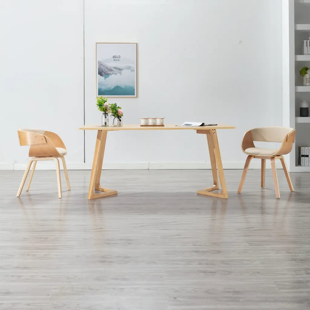 Sedia da Pranzo | Sedie da cucina in Legno Piegato e Similpelle Crema