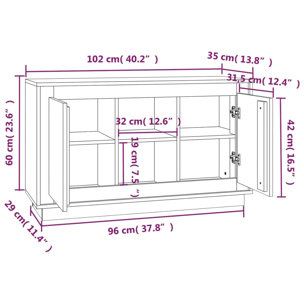 Buffet credenza cassettiera armadio mobile contenitore organizer per cucina soggiorno salotto 102 x 35 x 60 cm legno ingegnerizzato marrone 02_0030849