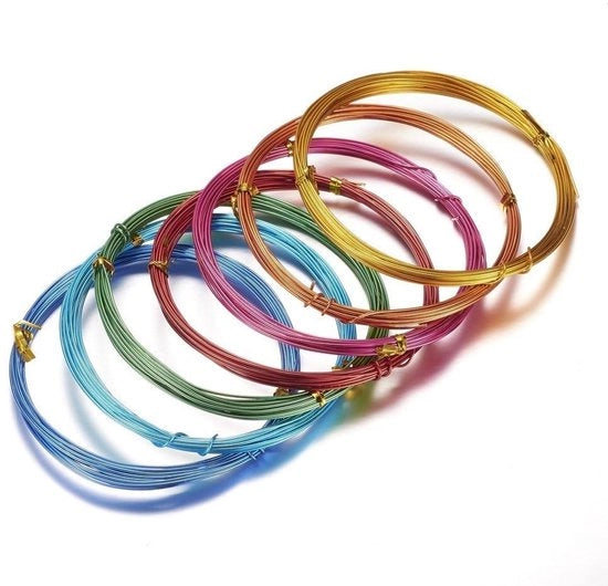 Alumino - Filo di Alluminio 3 mm - 10 Rulli x 5 m - Filo Metallico Flessibile - Colori Misti - Per Creazioni di Gioielleria - Sostenibile e Flessibile - Filo per Artigianato