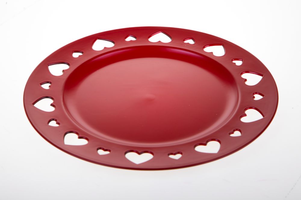 Set 6 Piatti Decorativi con Cuori Ø 33 cm in Plastica