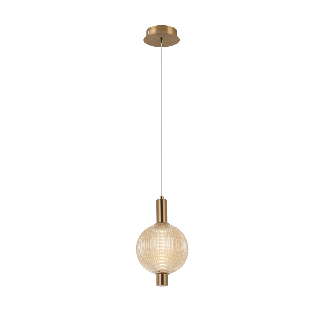 Sospensione Italux Lenti oro ambra rigata Ø15 LED 7W