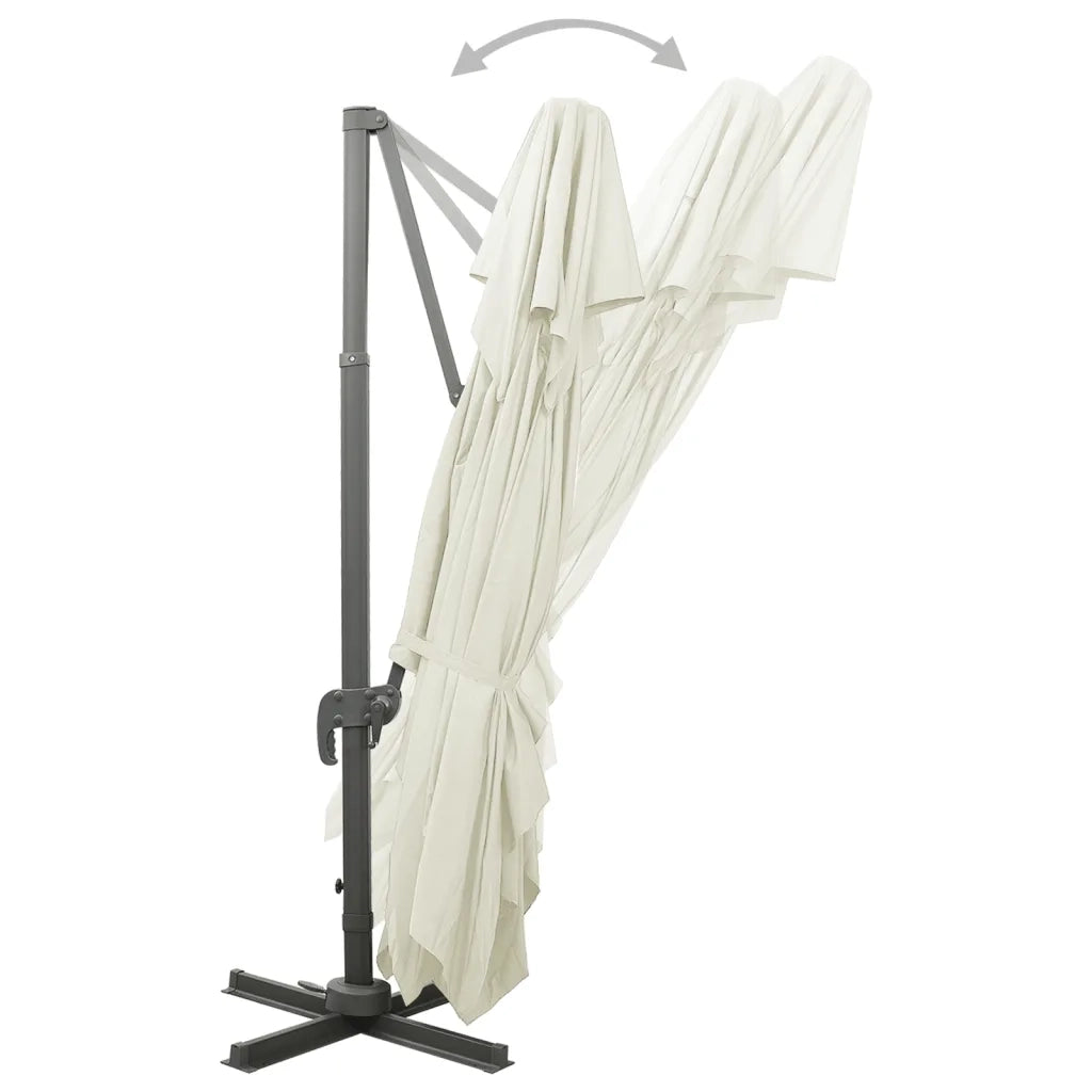 Ombrellone a Sbalzo con Doppia Copertura 400x300 cm Sabbia