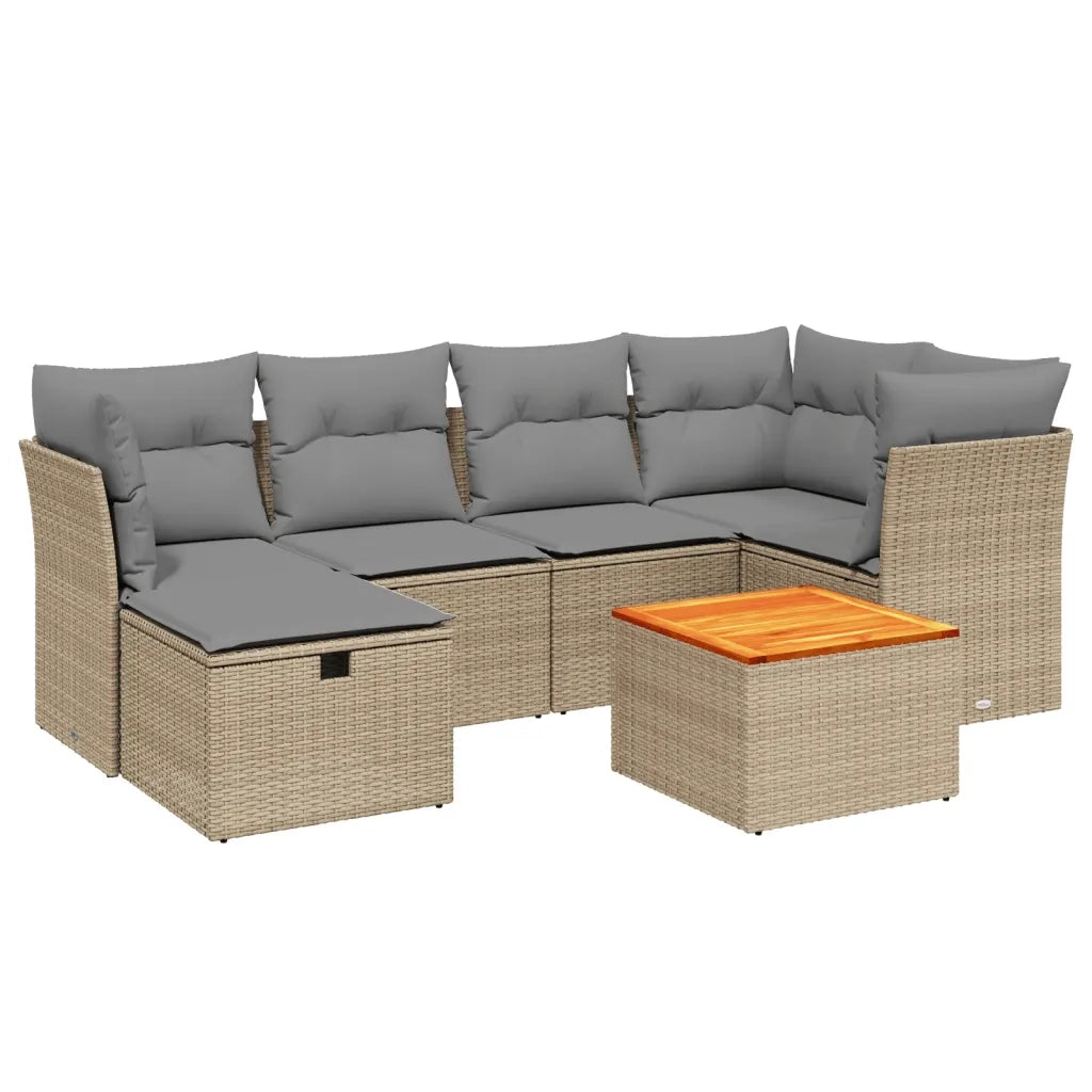 Set Divano da Giardino 7 pz con Cuscini Beige Misto Polyrattancod mxl 90516
