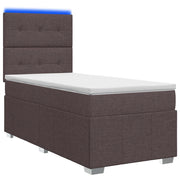 Letto Box Spring LED con Materasso Marrone Scuro 90 x 200 cm 3455517