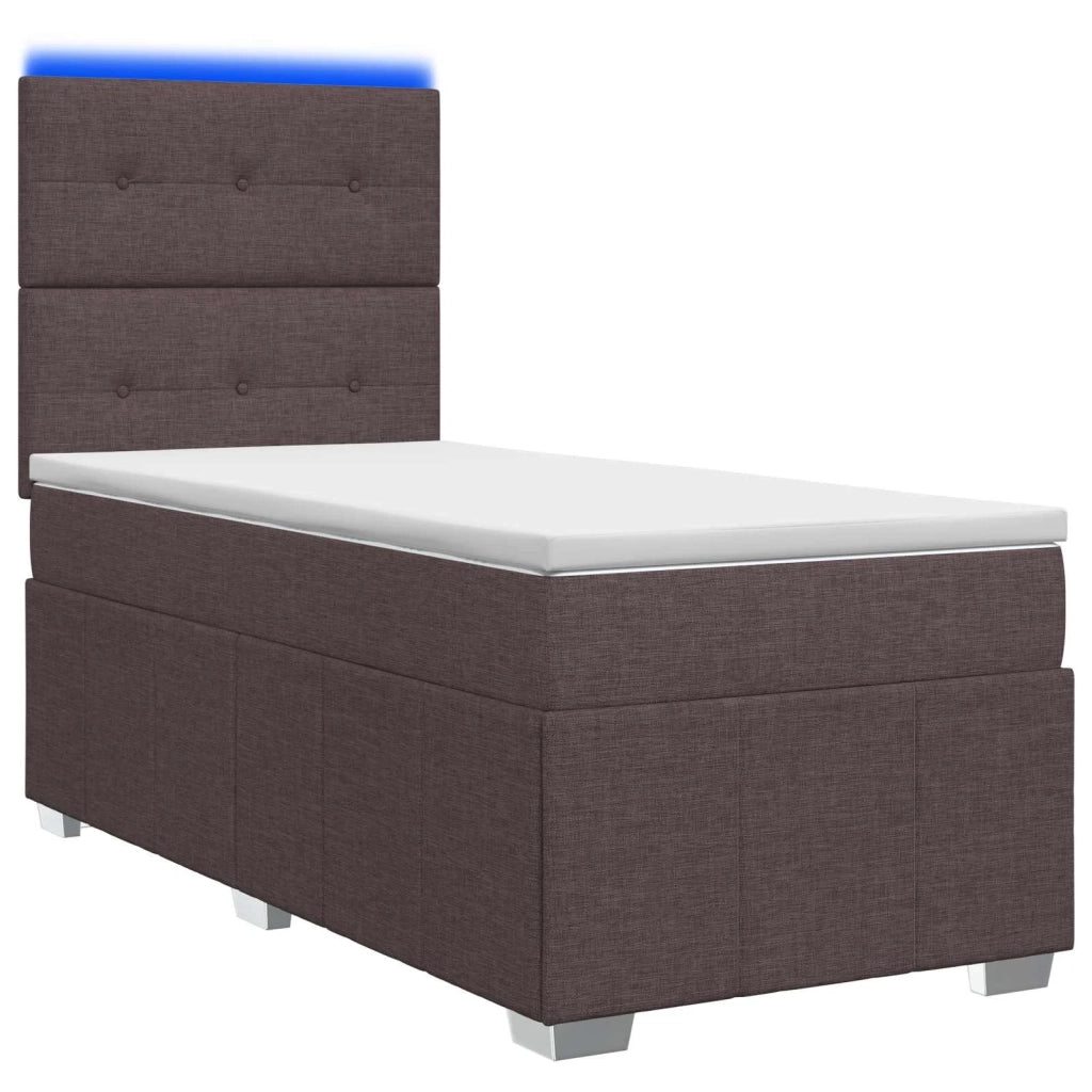 Letto Box Spring LED con Materasso Marrone Scuro 90 x 200 cm 3455517