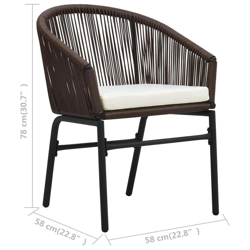 Garden Chairs, 2 Pieces, Brown PE Rattan