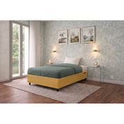 Letto imbottito Singolo 80x200 cm BoxMax - Contenitore,Microfibra,Ocra