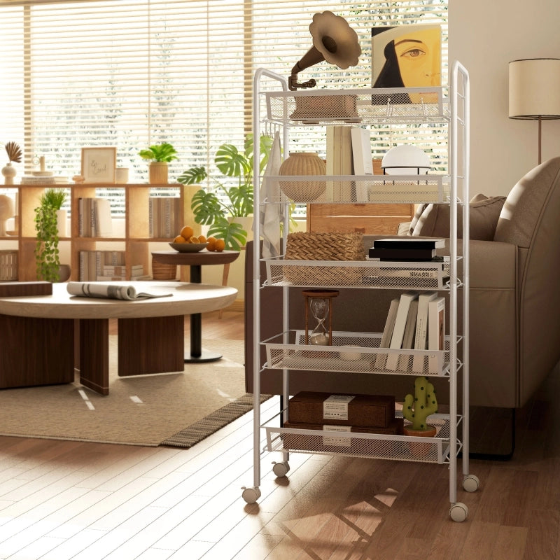 CARRELLO DA CUCINA A 5 CESTELLI 45 x 26,5 x 106 cm Acciaio Bianco