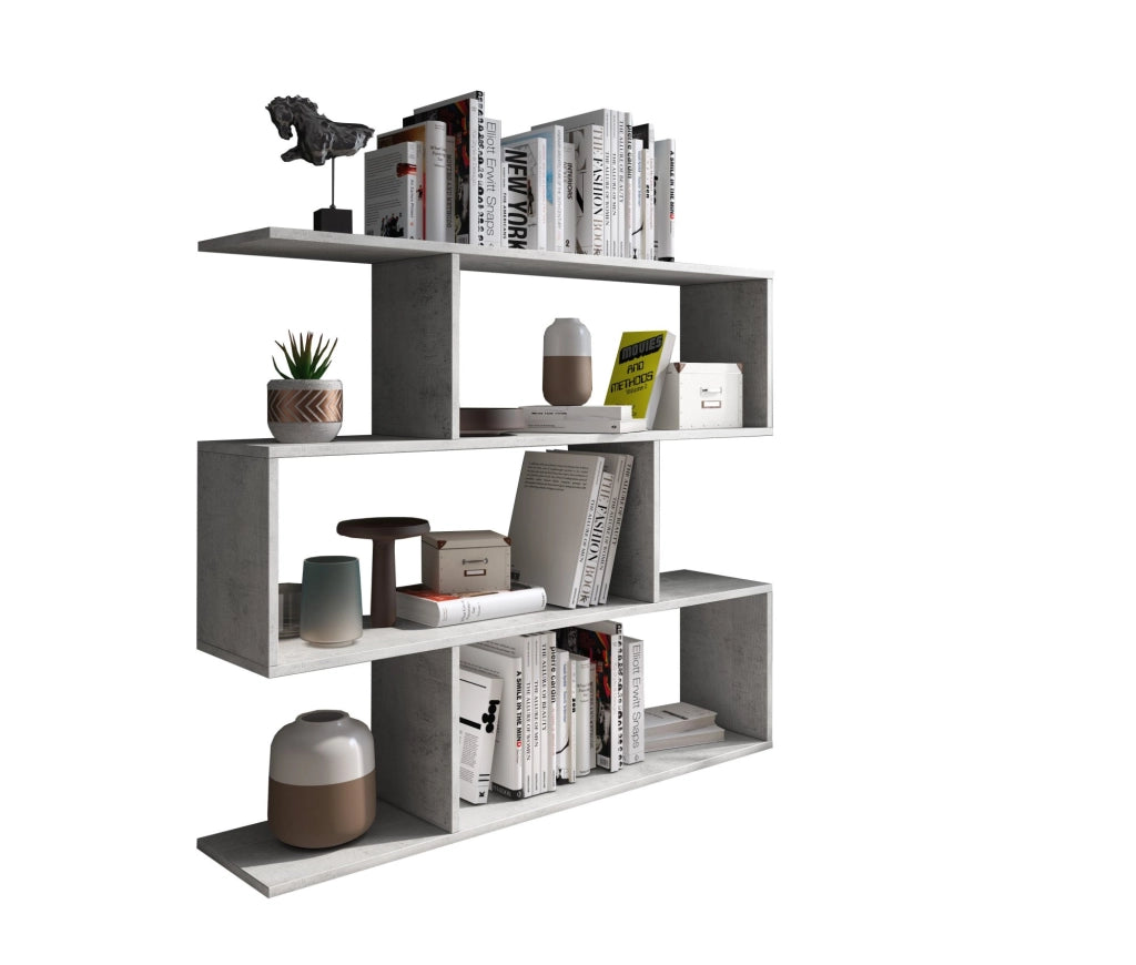 Biblioteca Terzolas, Libreria 3 Ripiani, 110x25x96h cm Grigio Cemento
