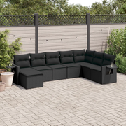 Set Divani da Giardino con Cuscini 8 pz Nero in Polyrattan
