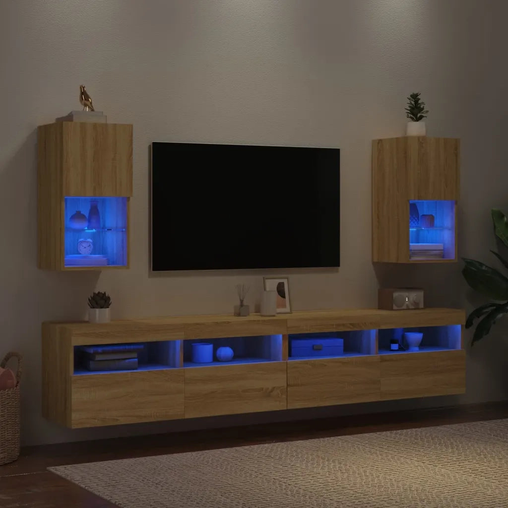 Mobili TV con Luci LED 2pz Rovere Sonoma 30,5x30x60 cm 836992