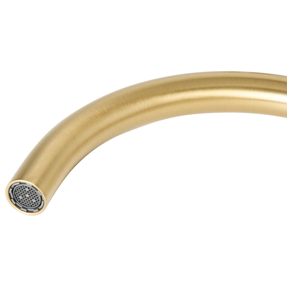 Rubinetto miscelatore per lavabo in ottone oroa due maniglie con beccuccio curvo Accessori bagno Bagno