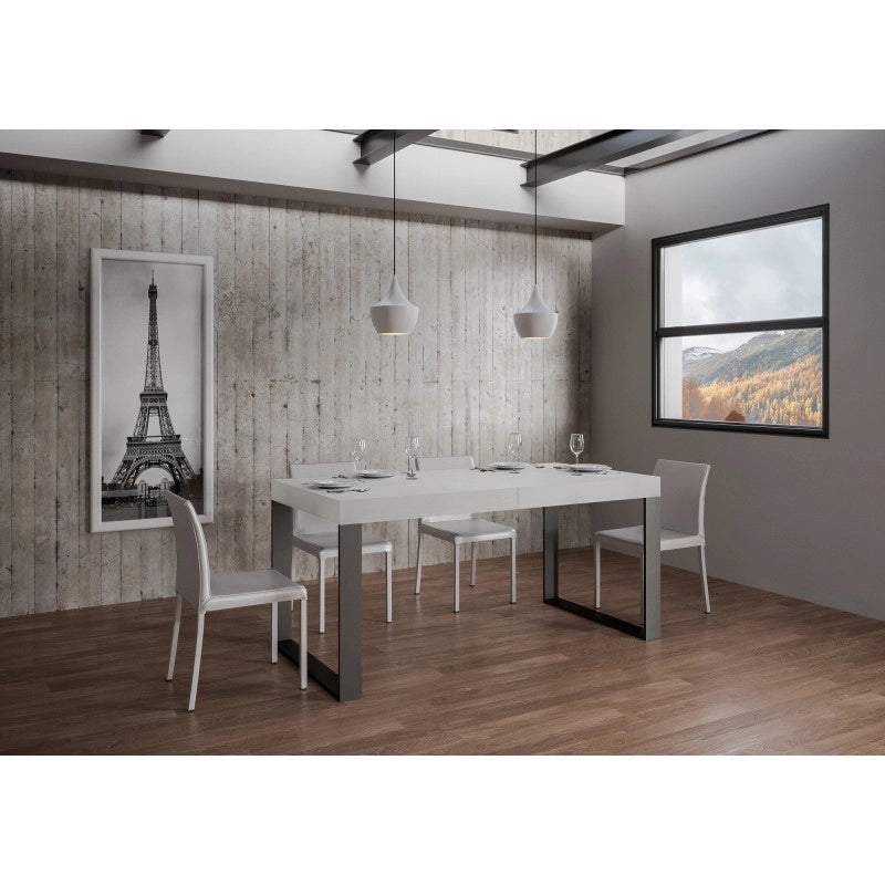 Tavolo allungabile 200/460x90 cm Tecno telaio Antracite - Bianco Frassino