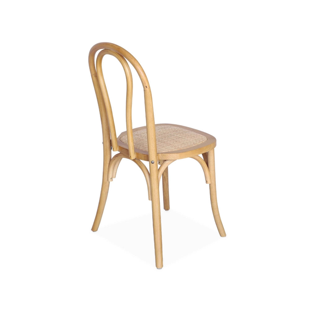 Set 2 sedie vintage in legno e rattan, marrone naturale