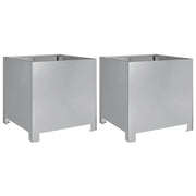 2 pz Fioriere | Cassetta per fiori | Vaso da Giardino 40x40x40 cm in Acciaio Zincato
