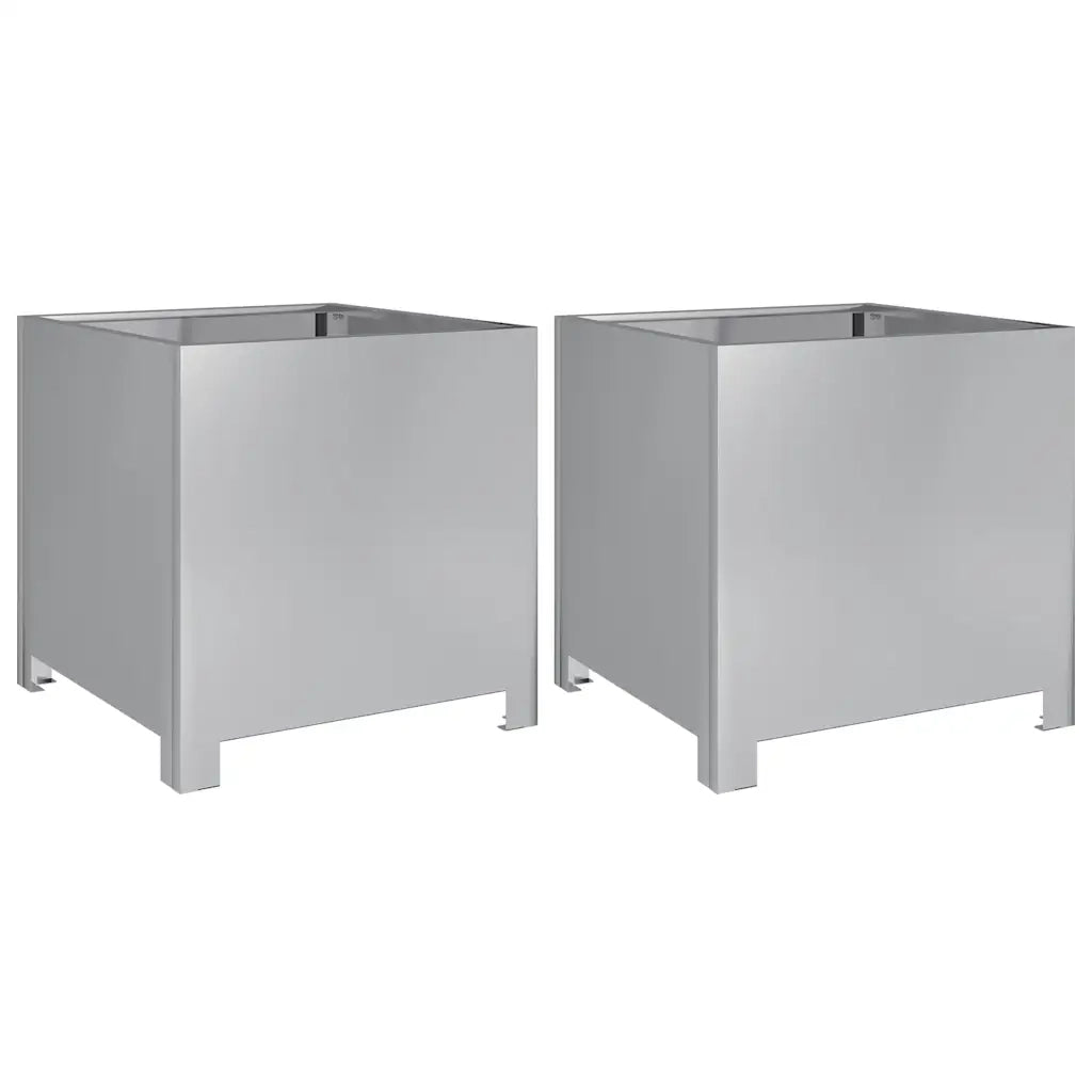 2 pz Fioriere | Cassetta per fiori | Vaso da Giardino 40x40x40 cm in Acciaio Zincato