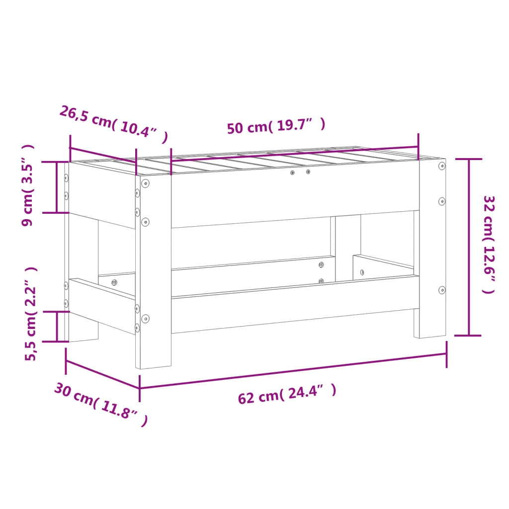 Sedia da giardino-Poggiapiedi da Giardino 62x30x32cm in Legno Massello di Douglas