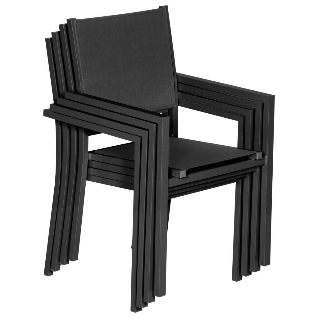 Set di mobili da giardino estensibili in textilene grigio CAPRI 8 posti - alluminio antracite