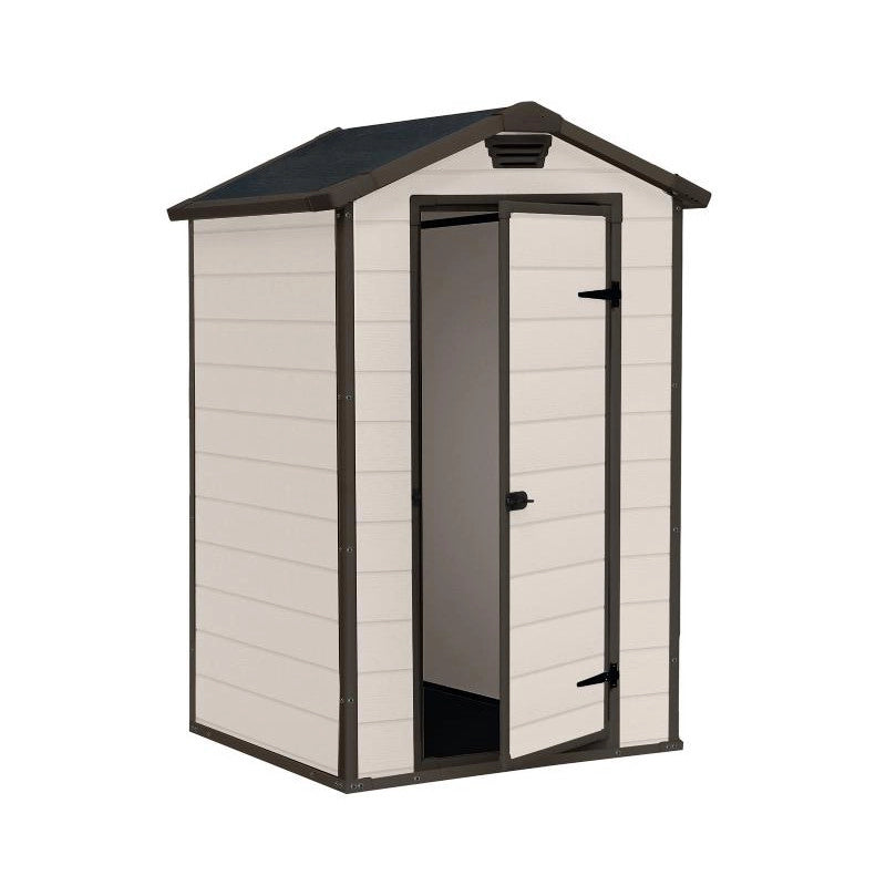 Casetta da giardino in resina effetto legno 129x103x196 cm - con pavimento rialzato - Beige – Keter