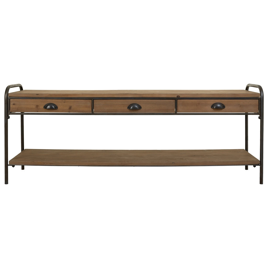 Credenza in legno e metallo marrone 149x38x58h cm