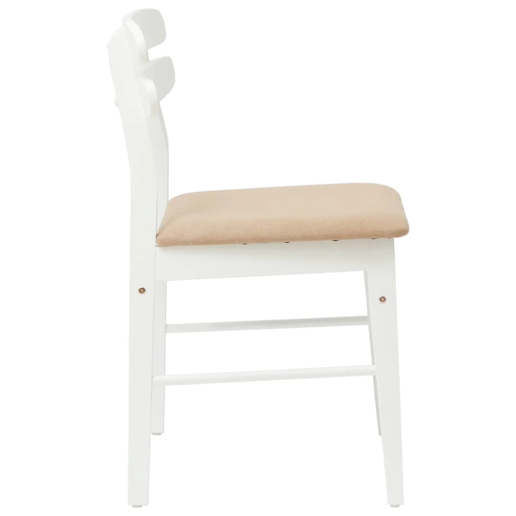Sedia da pranzo 2 pcs Bianco e marrone Legno di gomma solido