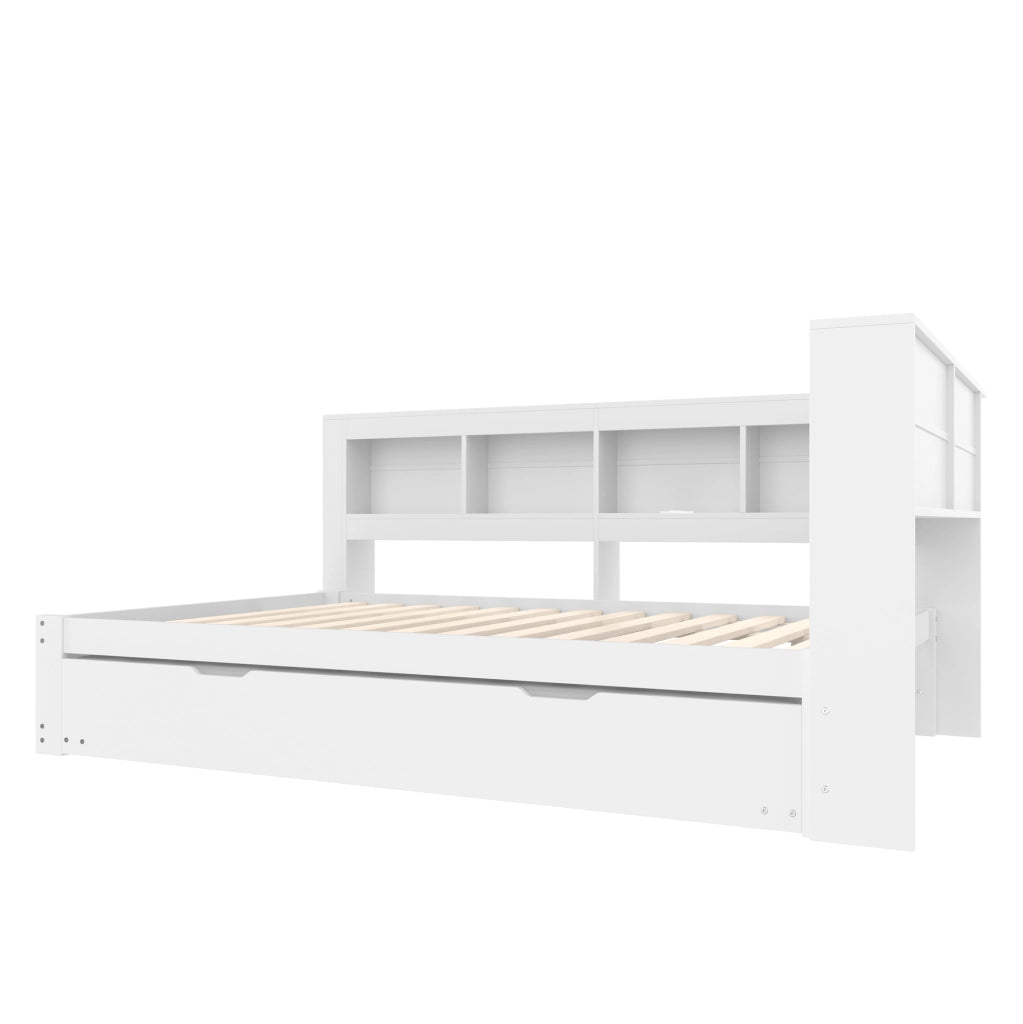 Divano letto 140x200 cm con letto estraibile; prese e 2 porte USB in MDF e pino bianco
