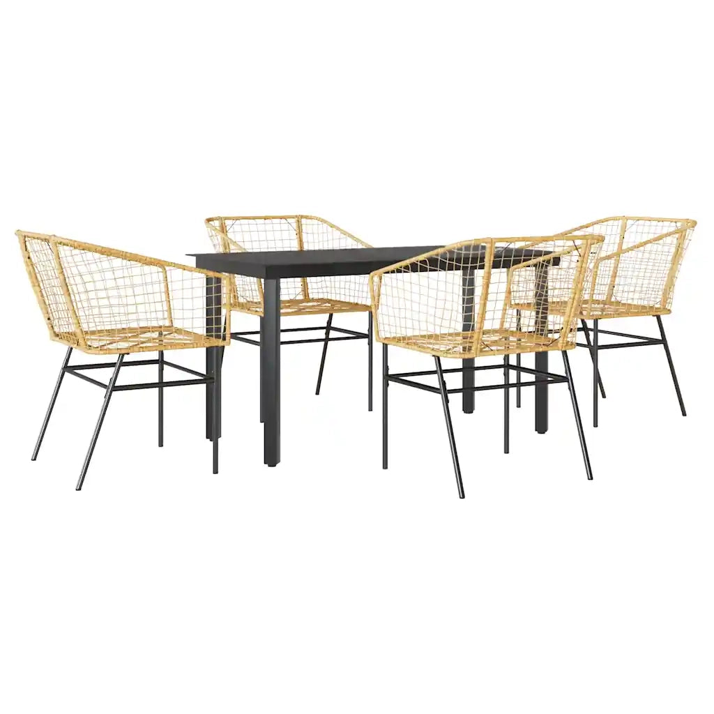 vidaXL Set da Pranzo da Giardino 5pz Polyrattan Vetro