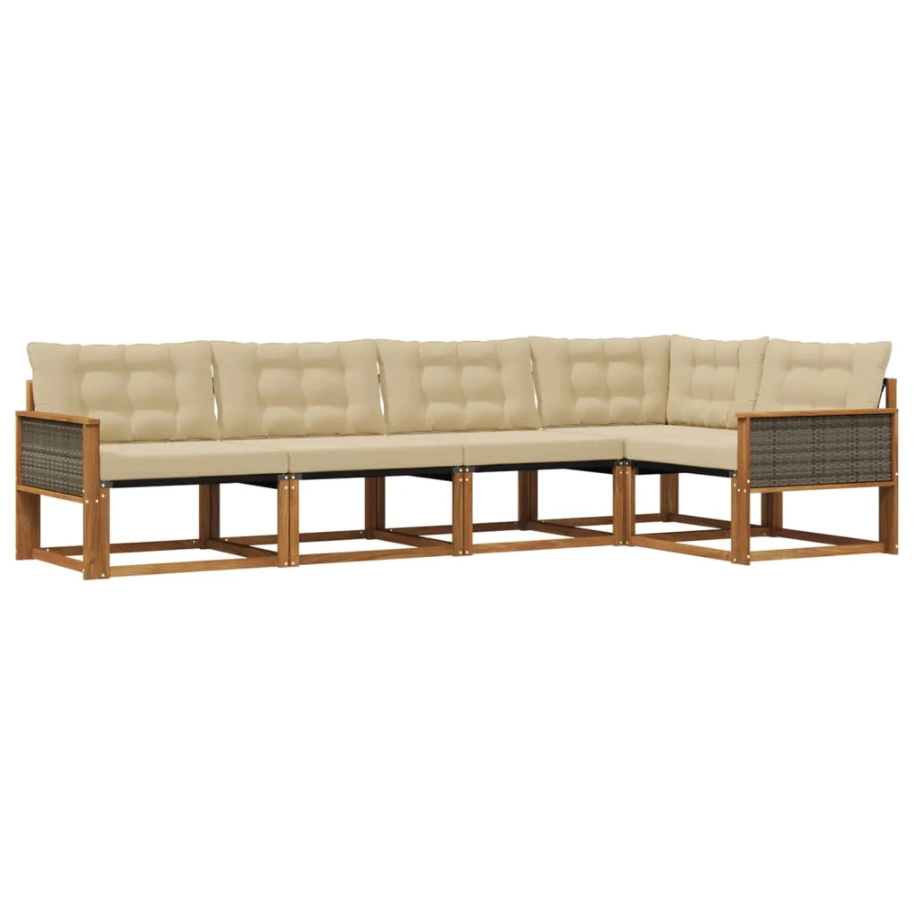 Set di divani da esterno 5 pz Naturale e Beige 3381421