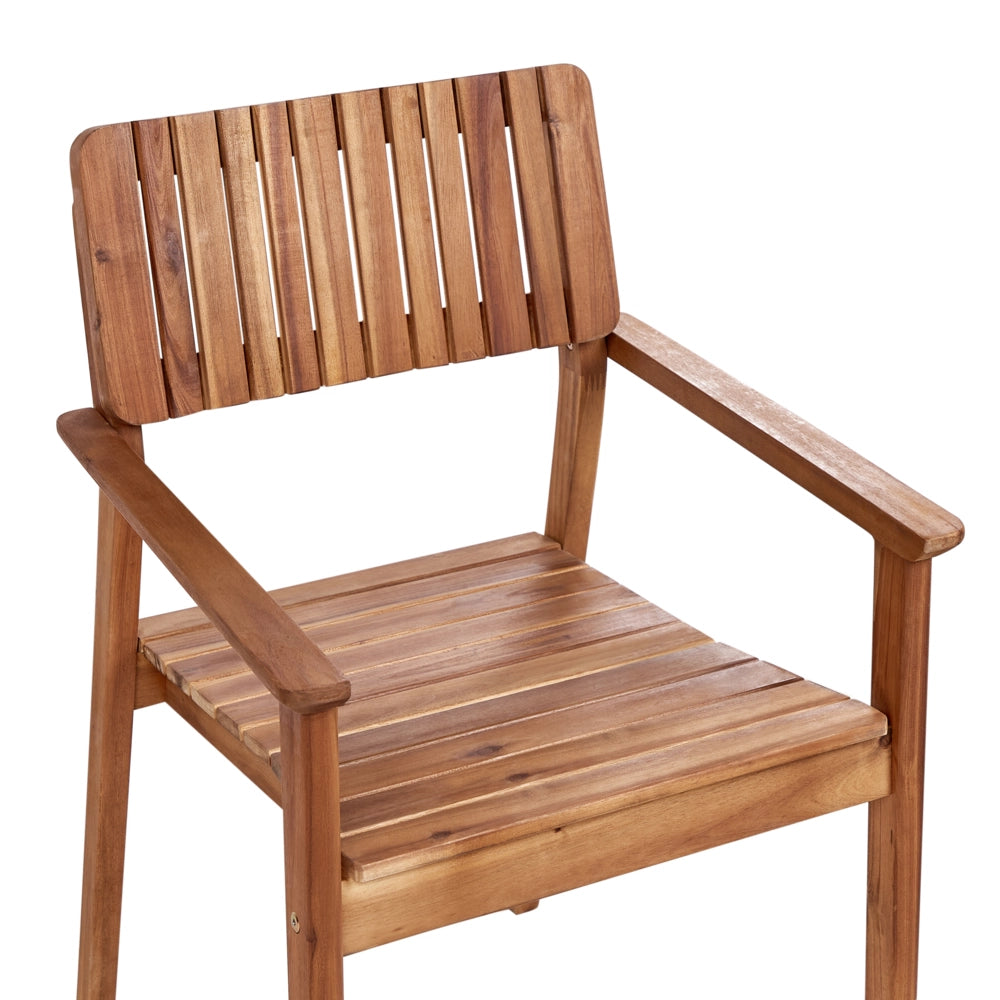 Set di 2 sedie da pranzo da giardino in legno chiaro di acacia per esterni