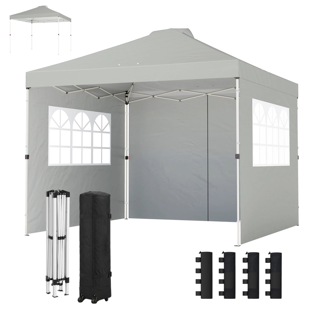Pavillon pieghevole 3x3 m con 3 pareti ¨C zephmum ¨C grigio chiaro